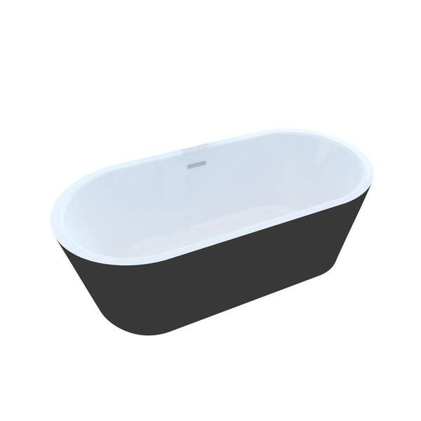 Universal Tubs Obsidian 5.3 ft. Acrylic Center Drain Oval Bathtub in White and Black