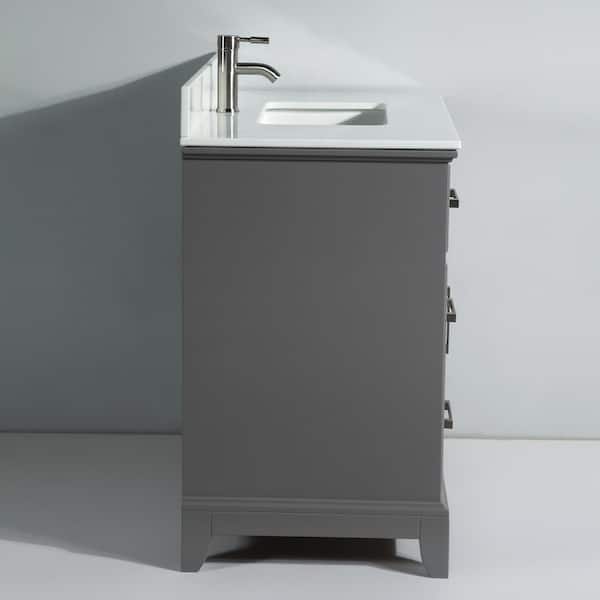 Genoa 36 in. W x 22 in. D x 36 in. H Bath Vanity in Grey with Engineered Marble Top in White with Basin and Mirror