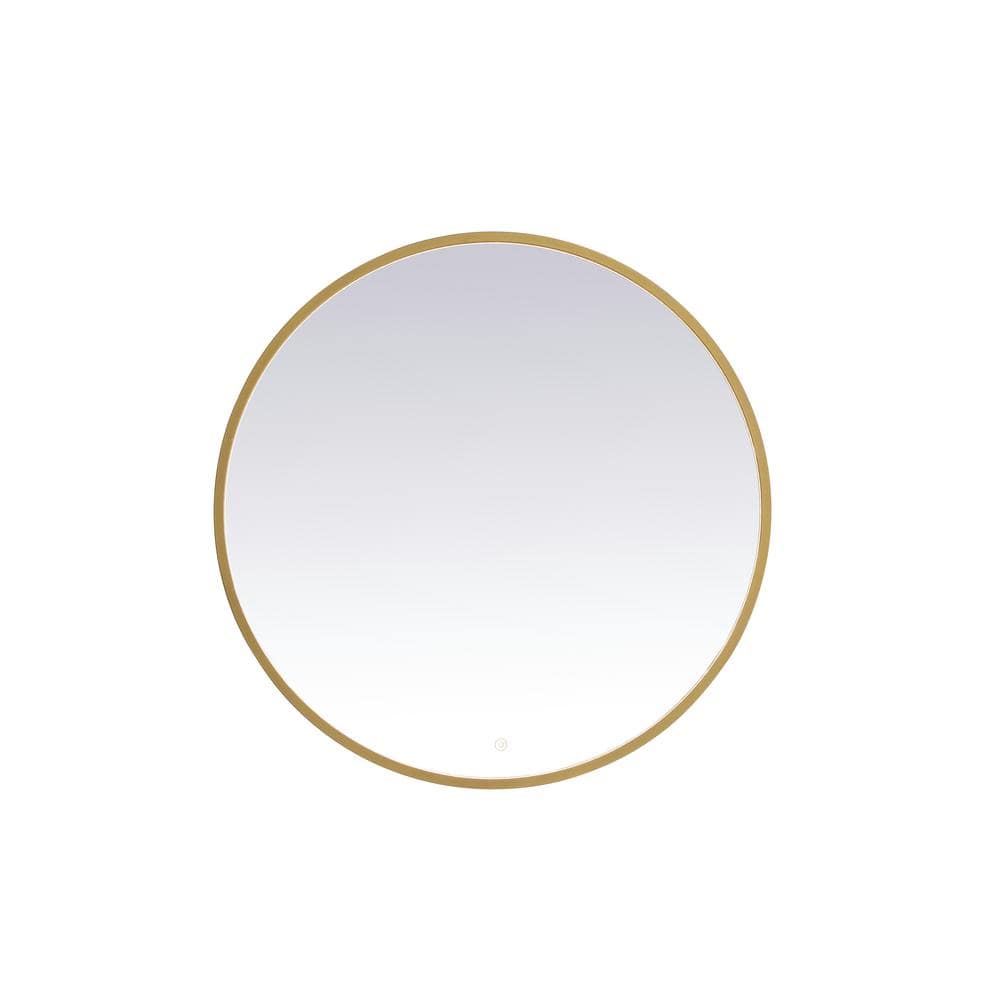 Timeless Home 36 in. W x 36 in. H Aluminum Brass LED Mirror