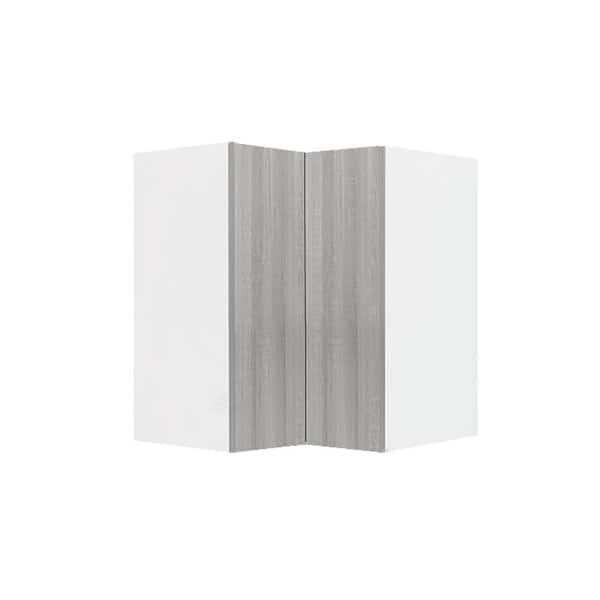 LIFEART CABINETRY Valencia Assembled 24 in. W x 12 in. D x 30 in. H in Misty Gray Plywood Assembled Corner Lazy Susan Wall Kitchen Cabinet