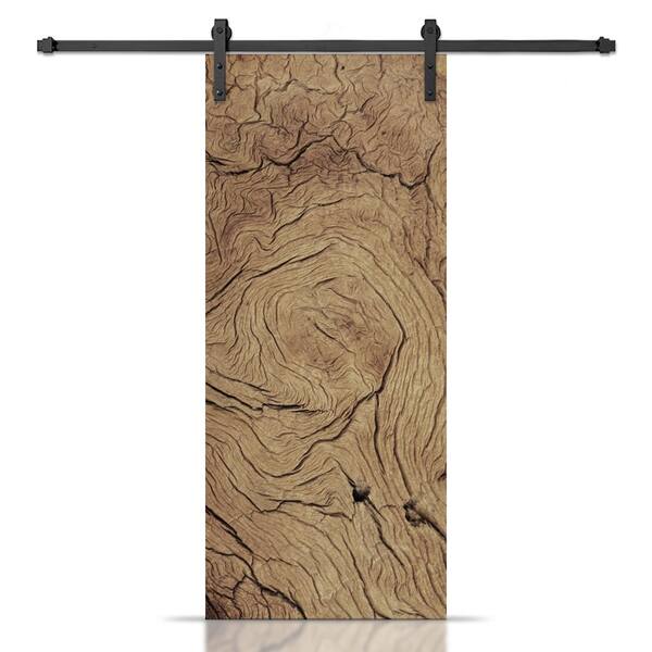 CALHOME 24 in. x 96 in. Artisan Print Series Wood Grain MDF Modern Interior Sliding Barn Door with Hardware Kit