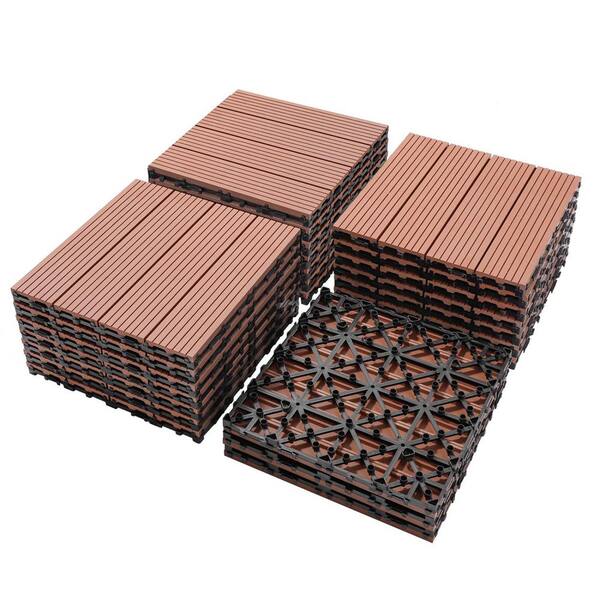 Tidoin Outdoor 1 ft. x 1 ft. Composite Interlocking Tile Deck Tile in Burly Wood(20 Per Box)
