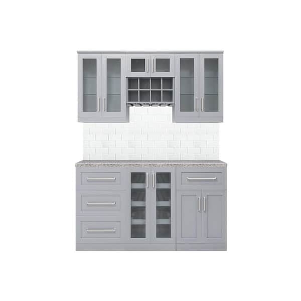 NewAge Products Home Bar Gray Cabinet Set (7-Piece)