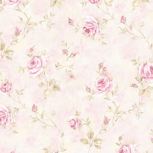 Painted Rose Trail Vinyl Roll Wallpaper (Covers 56 sq. ft.)