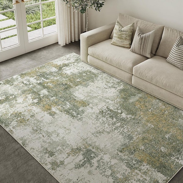 South Star Beige/Gray 3 ft. x 5 ft. Washable Modern Abstract Area Rug