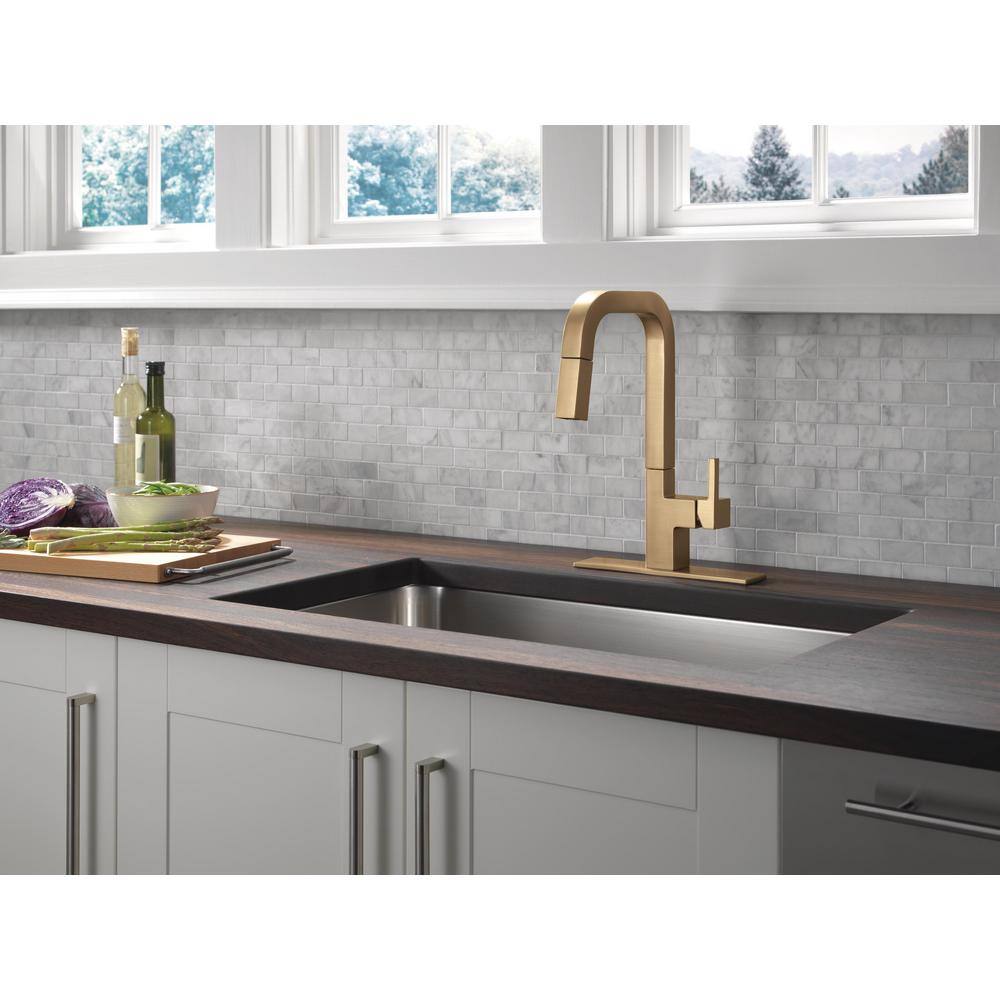 Champagne Bronze Single Handle Pull Down Kitchen Faucet