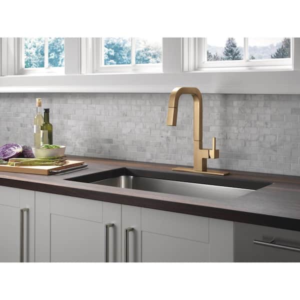 Delta Junction Gold Single Handle Pull Down Sprayer Kitchen Faucet