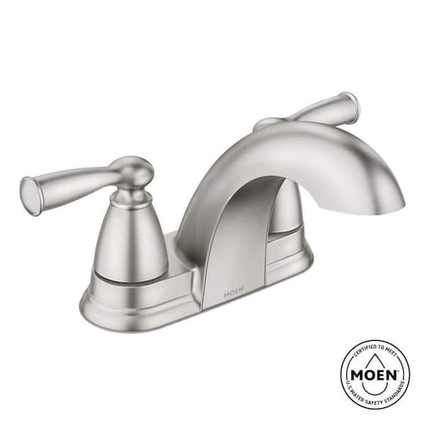 Banbury 4 in. Centerset Double Handle Low-Arc Bathroom Faucet in Spot Resist Brushed Nickel