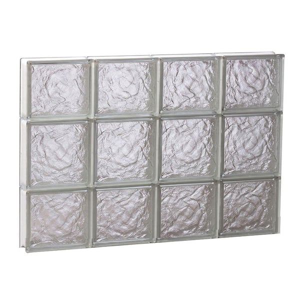 Clearly Secure 31 in. x 19.25 in. x 3.125 in. Frameless Ice Pattern Non-Vented Glass Block Window