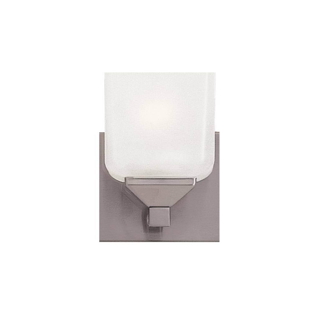 Edwards Pewter 1-Light Wall Sconce with Frosted Glass Shade