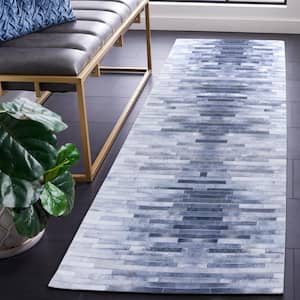 Faux Hide Light Gray/Gray 3 ft. x 8 ft. Machine Washable Distressed Gradient Runner Rug
