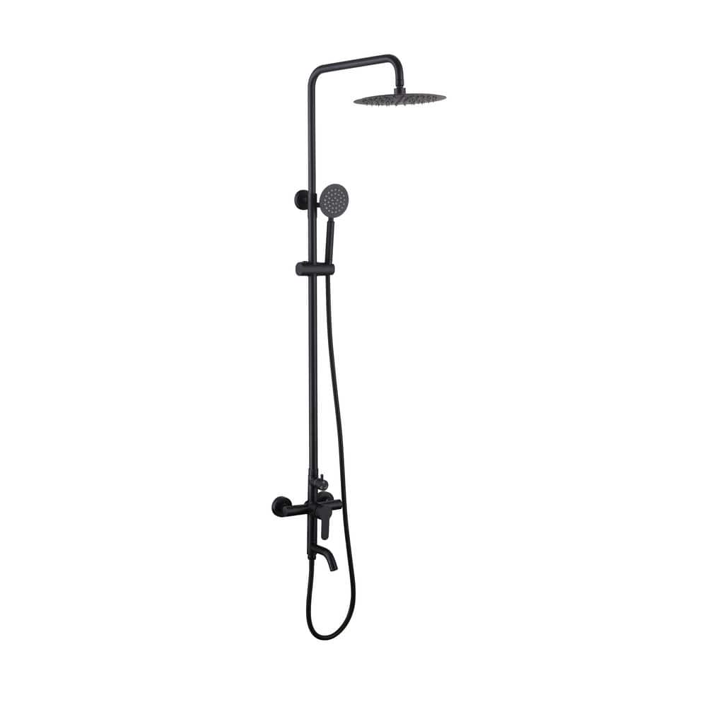 304 Stainless Steel Outdoor Wall Bar Shower Kit w/ Rotating Shower Head, Hand Shower and Tub Faucet in Matte Black price history on PriceWatchPro