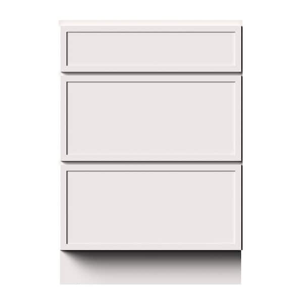24 in. W x 24 in. D x 34.5 in. H RTA Solid Wood Drawer Base Kitchen Cabinet in Snow White Full Overlay Design