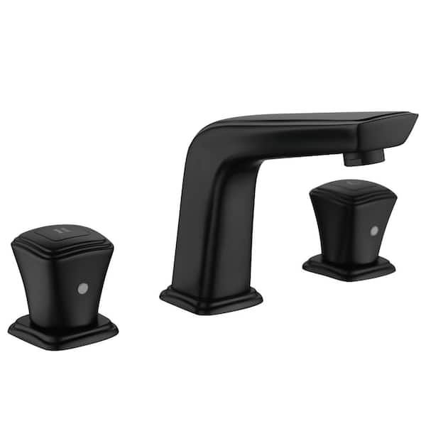 Modern Widespread Double Handle Bathroom Faucet in Matte Black