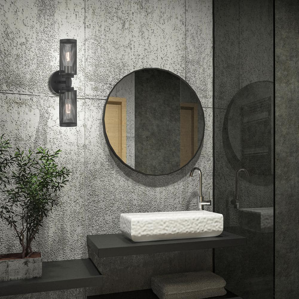 Industro Dual-Light Dimmable Sconce in Black & Brushed Nickel
