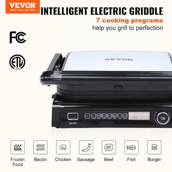 VEVOR 14.4 in. Commercial Electric Griddle 1800-Watt Indoor Countertop  Grill, 0 - 230°C Stainless Steel Grill Sandwich Maker YBDBLDQPCDY13D7NZV1 -  The Home Depot