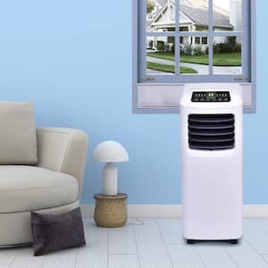 9,000 BTU Portable Air Conditioner and Dehumidifier Function in White with Window Kit Remote