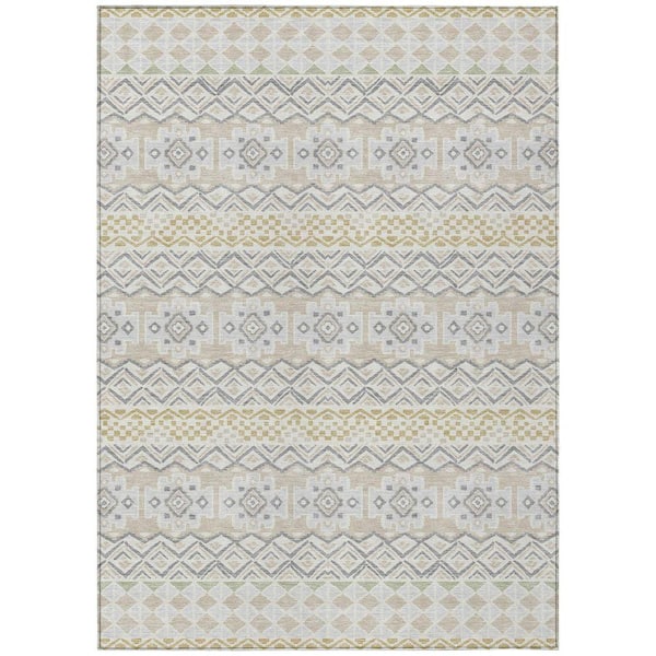Chantille Machine Washable Indoor/Outdoor Abstract ACN2760 Ivory 10 ft. x 14 ft. Area Rug