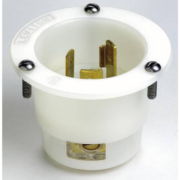 Leviton 20 Amp 125-Volt Flanged Inlet Grounding Locking Outlet, White