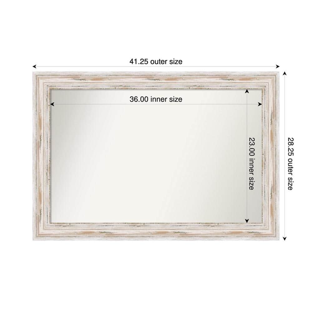 Alexandria Whitewash 41.25 in. x 28.25 in. Custom Non-Beveled Wood Framed Bathroom Vanity Wall Mirror price history on PriceWatchPro