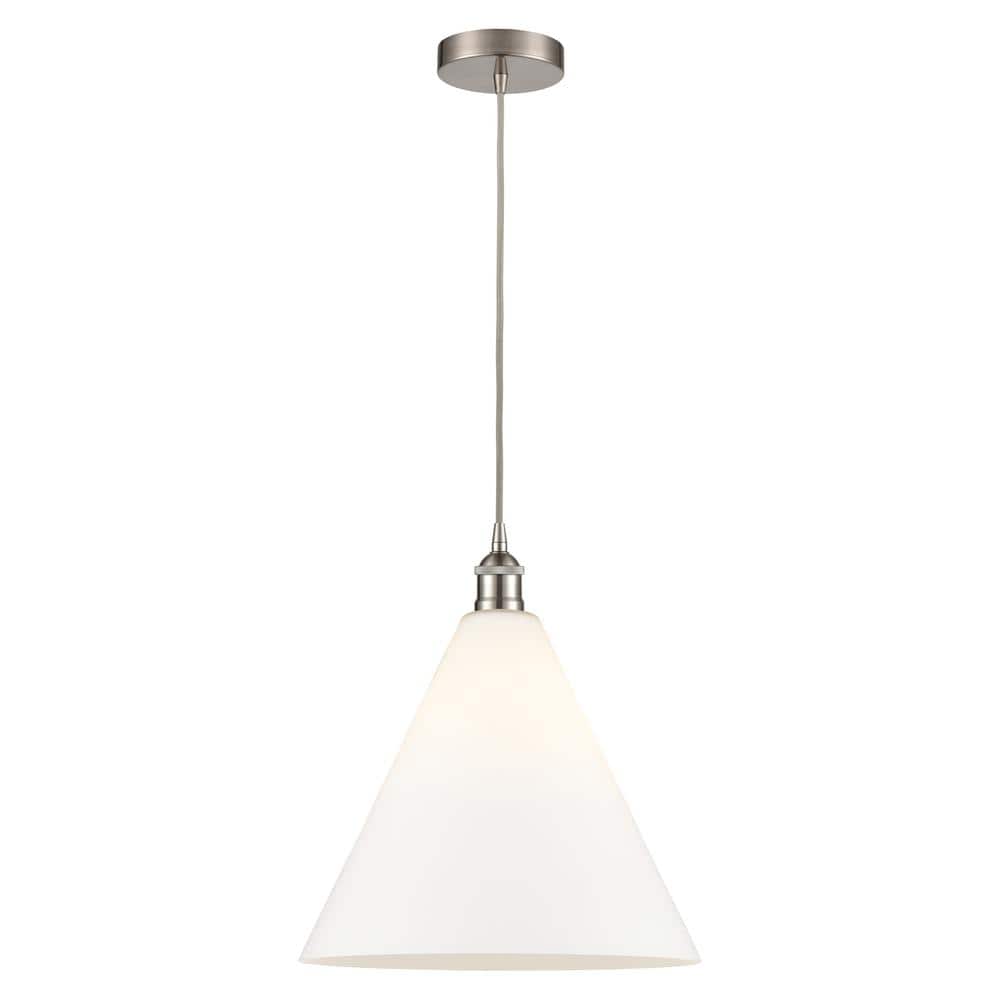 Edison Cone 60-Watt 1-Light Brushed Satin Nickel Shaded Mini Pendant Light with Painted Glass Shade price history on PriceWatchPro