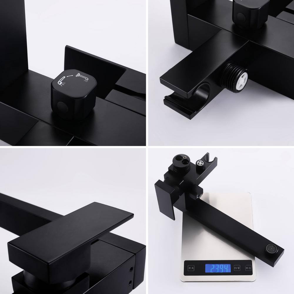 Matte Black Brass Freestanding Tub Faucet with Hand Shower
