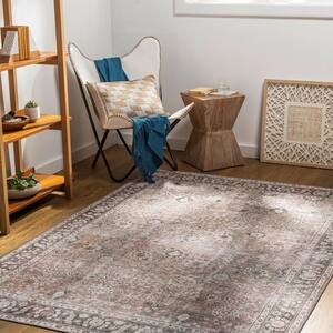 Vernon Taupe/Rose 8 ft. x 10 ft. Indoor Machine-Washable Area Rug