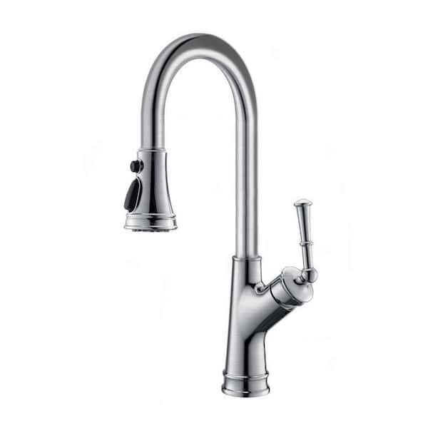 Single-Handle High Arc Pull Out Sprayer Kitchen Faucet in Brushed Nickel