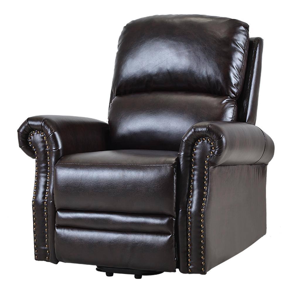 Qualfurn Dark Brown PU Leather Heavy Duty Recliner Chair with Power