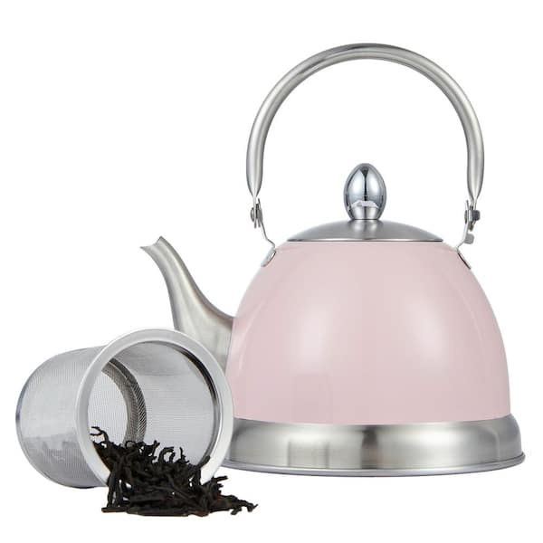 Whistling Tea Kettle for Stove Top Enamel on Steel Teakettle, Pink