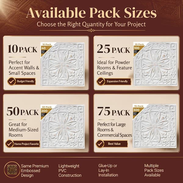 Milan Antique Taupe 2 ft. x 2 ft. PVC Glue Up or Lay in Faux Tin Ceiling Tile (300 sq. ft./Case)