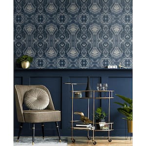 Mineral Springs Indigo Abstract Vinyl Peel and Stick Wallpaper Roll ( Covers 30.75 sq. ft. )
