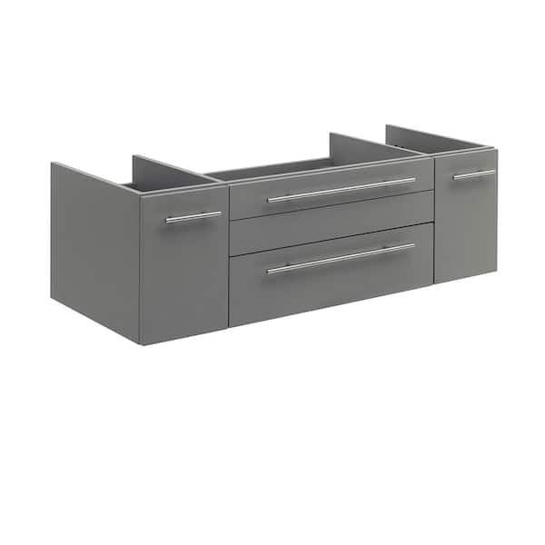 Fresca Lucera 47 in. Wall Mount Floating Single Bath Vanity Cabinet without Top in Gray - Undermount Sink Compatible