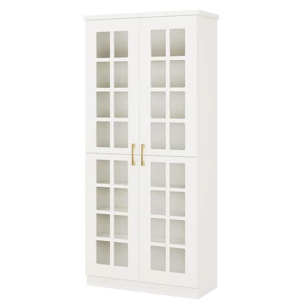 Frailey White 71 in. H Storage Cabinet with Adjustable Shelves Kitchen Cupboard Storage Cabinet for Living Room Home
