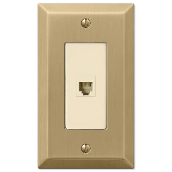 Metallic 1 Gang Phone Steel Wall Plate - Brushed Bronze