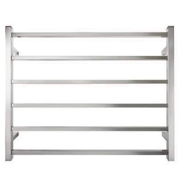 RELN Retro Fit Square 6-Bar Electric Hardwired Wall Mounted Towel Warmer in Polished Stainless Steel