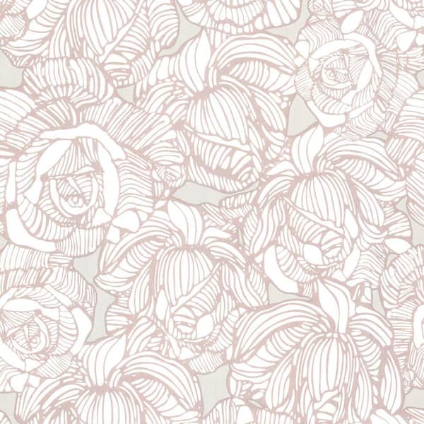 Beacon House Calista Taupe Modern Rose Paper Strippable Roll Wallpaper (Covers 56 sq. ft.)