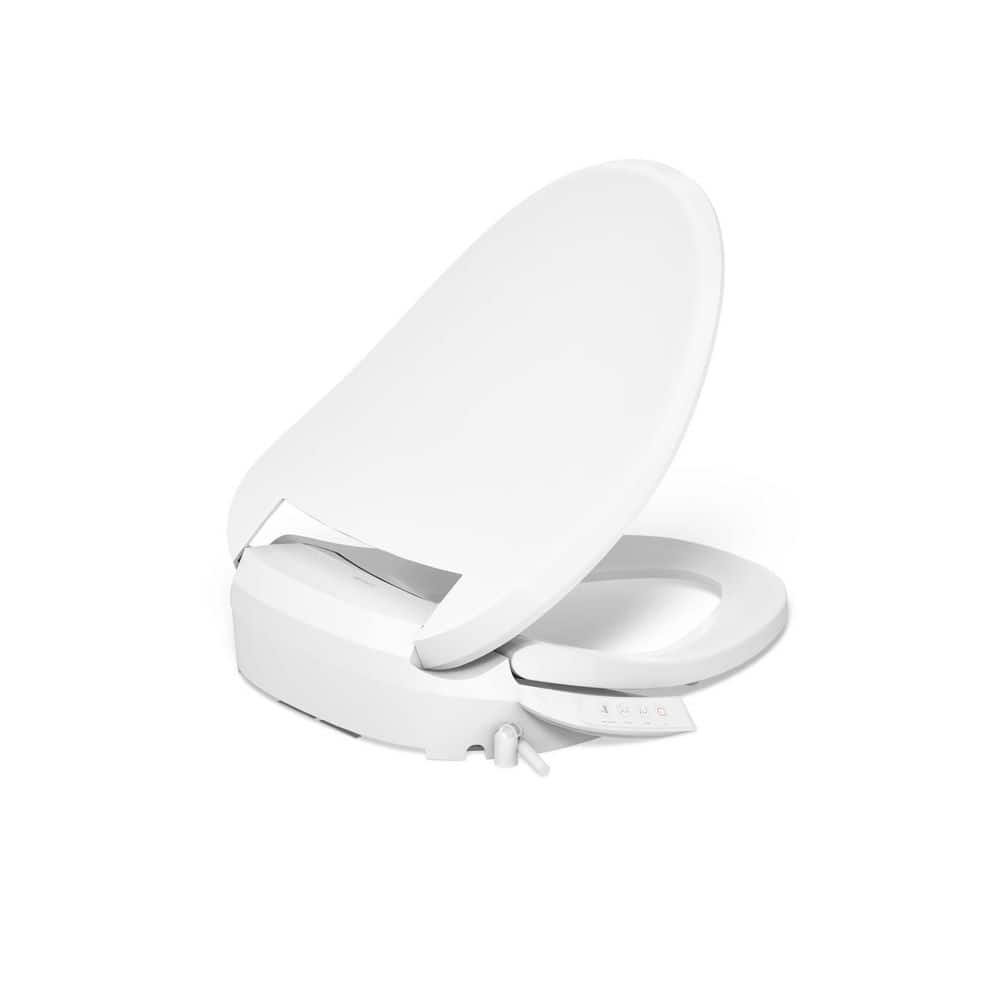 White Elongated Warm Water Bidet Toilet Seat with UV Sanitizing