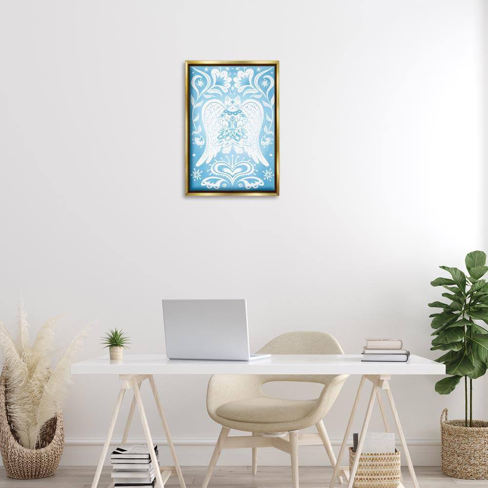 Symmetrical Patterned Angel Cat by Hannah Moren Gold Floater Frame Religious Graphic Art Print 25 in. x 17 in. price history on PriceWatchPro