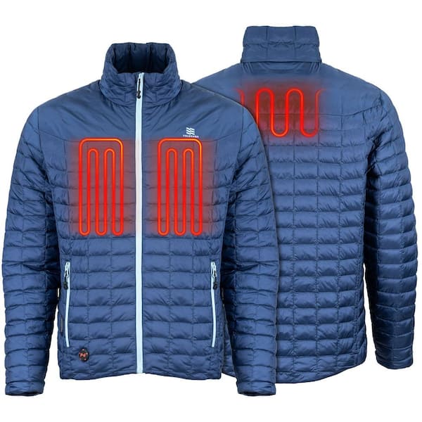 MOBILE WARMING Men's 3X Ensign Blue Backcountry Heated Jacket with (1) 7.4-Volt Rechargeable Lithium Ion Battery and USB Charging Cable