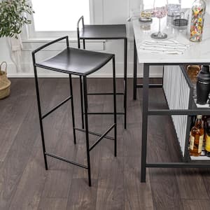 Svelte 30 in. Coastal Contemporary Metal Saddle-Seat Low-Back Bar Stool with Foot Rest, Black Frame