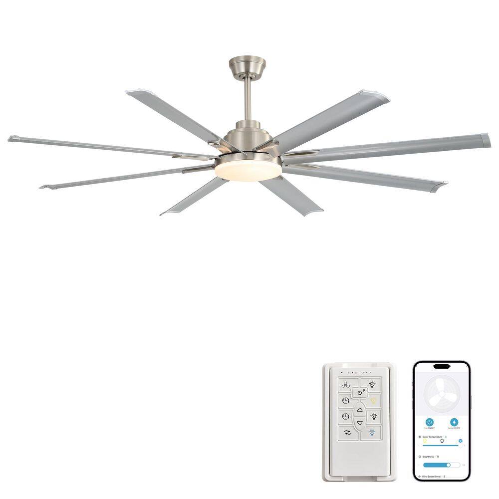 72 in. Integrated LED Indoor Downrod Nickel Ceiling Fan with Light Kit, Alexa or Google Assistant Compatible price history on PriceWatchPro