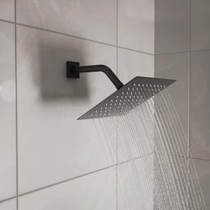 1-Spray Patterns with 1.5 GPM 8 in. Wall Mount Square Fixed Shower Head Adjustable Temperature Flow in Matte Black