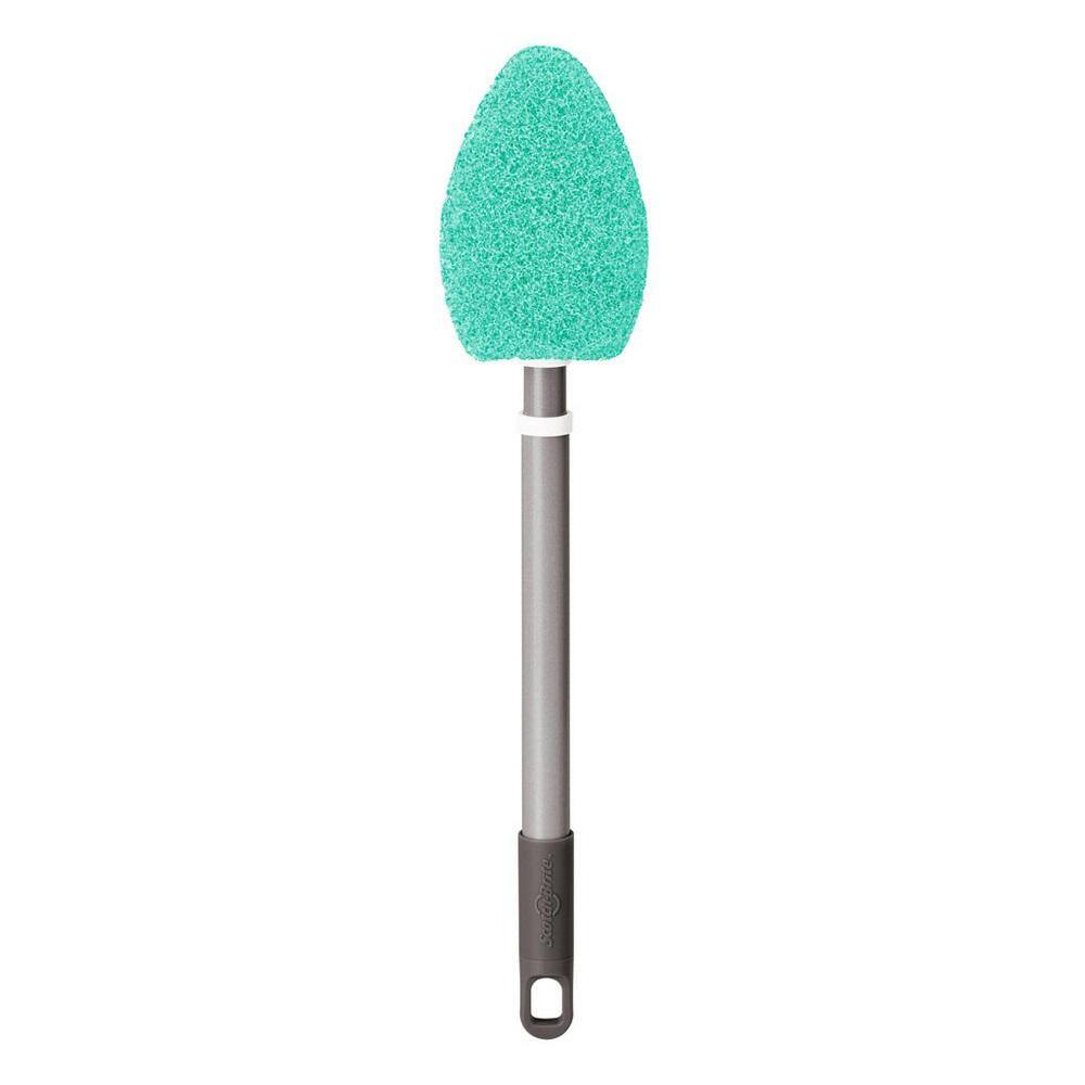 Blue and Silver Steel Handle Shower Scrubber with Recycled PET Bristles (2-Pack)