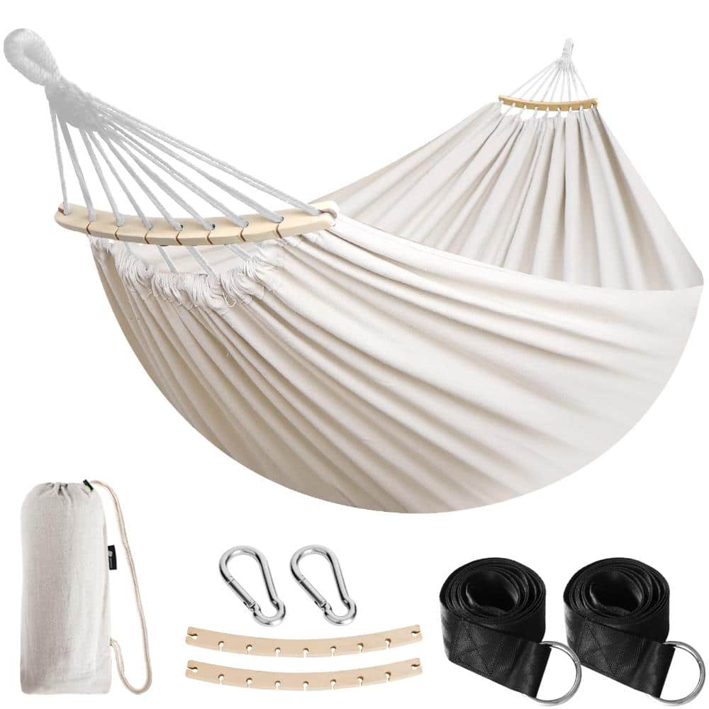 106 in. x 59 in. Fabric Hammock with Spreader Bar and Portable Carry Bag White 1-Piece price history on PriceWatchPro
