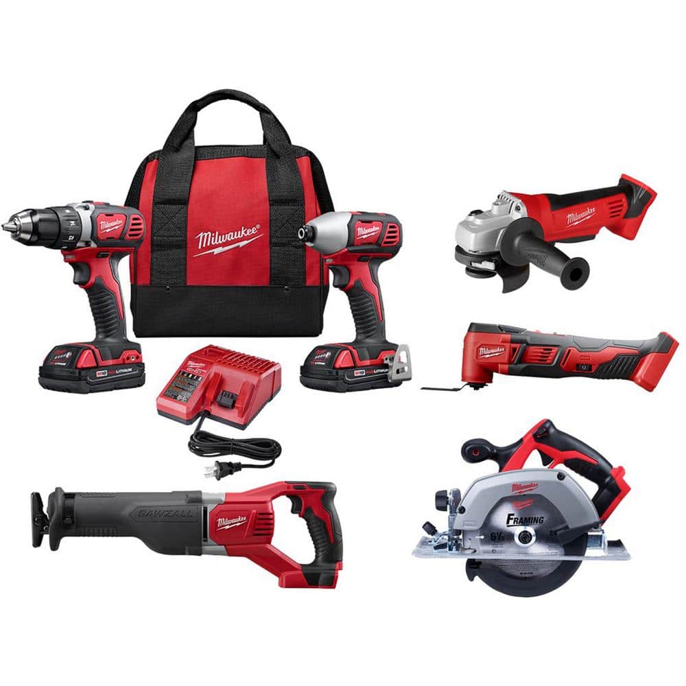 https://images.thdstatic.com/productImages/8f5be590-42fe-45f6-b8f9-2f20a9057469/svn/milwaukee-power-tool-combo-kits-2691-22-2626-20-2630-20-2621-20-2680-20-64_1000.jpg