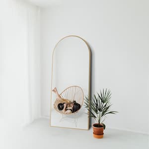 22 in. W x 65 in. H Modern Arch Framed Full Length Gold Wall Mounted/Standing Mirror Floor Mirror