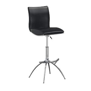 30.5 in. Black and Chrome Low Back Metal Frame Bar Stool with Faux Leather Seat(Set of 2)