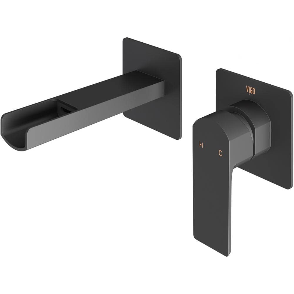 VIGO Atticus Single Handle Wall Mount Bathroom Faucet in Matte Black