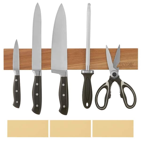 VEVOR Magnetic Knife Holder 16-Knife with Enhanced Strong Magnet Acacia wood Knife Blocks and Storage Knife Bar